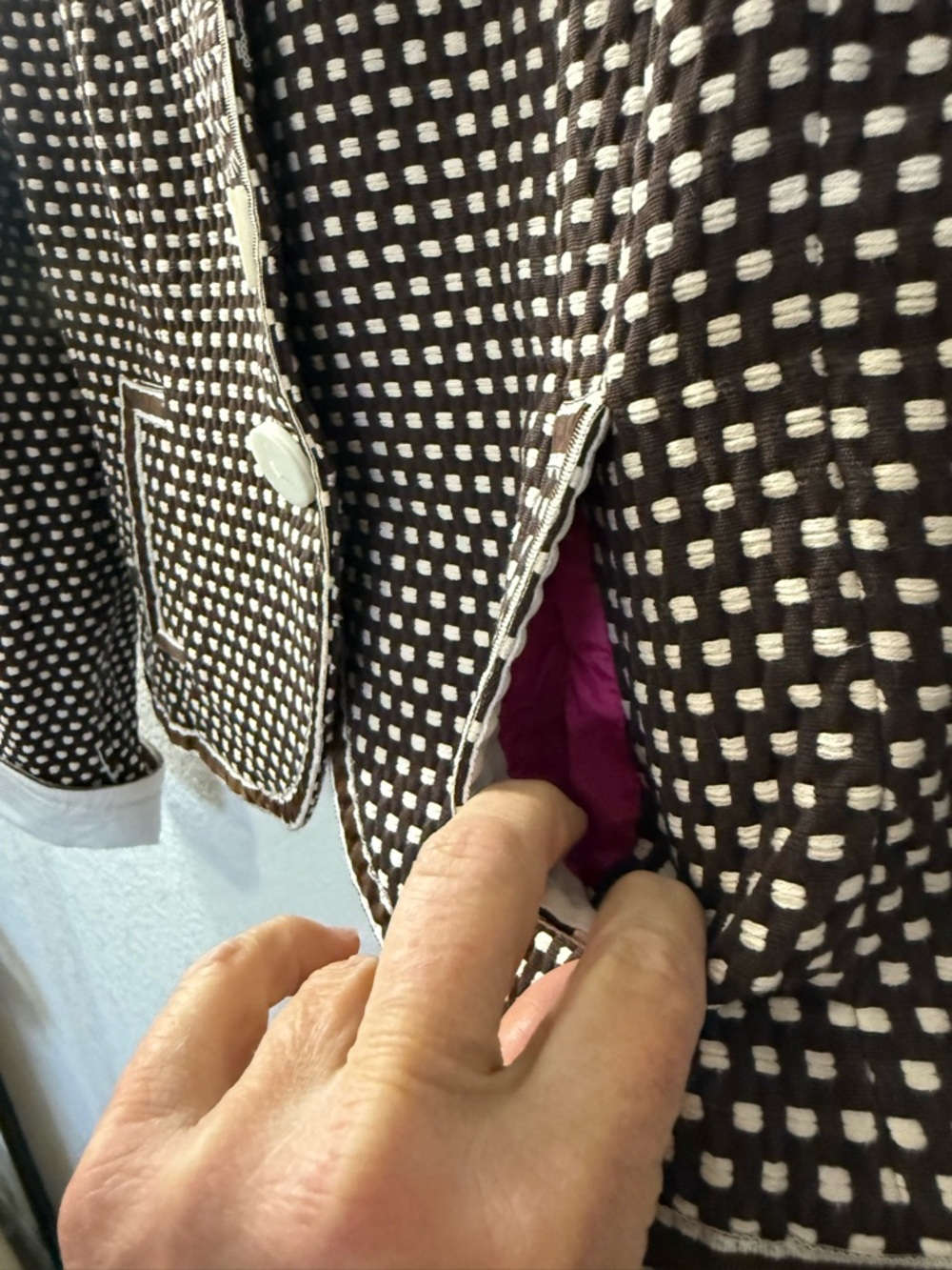 Worth Brown Retro Polka Dot Blazer | Vintage Inspired Tailored Jacket | Size 10 - Picture 8 of 15
